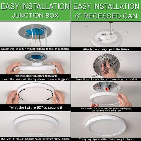 7.5 in. White Round LED Flush Mount Ceiling Light with Night Light Feature 800 Lumens 12W Adjustable CCT (4-Pack)
