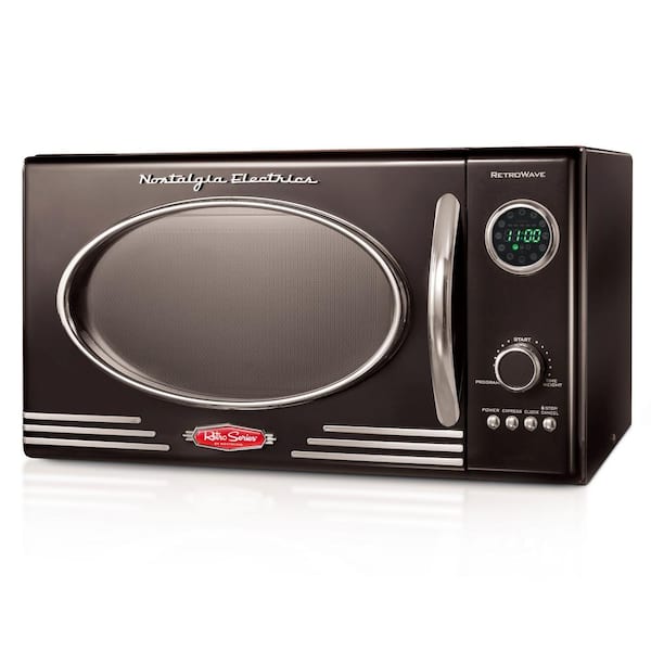 Emerson 0.9 Cu ft, 800W Retro Black Microwave Oven with Grill