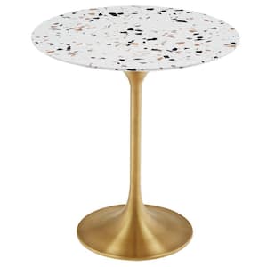 Lippa 20 in. Round Terrazzo Side Table in Gold Terrazzo