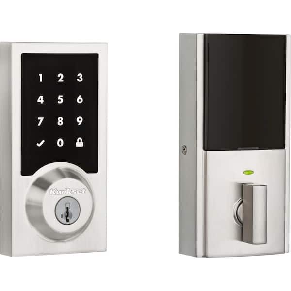 Kwikset Premis Contemporary Touchscreen Smart Lock Satin Nickel Single Cylinder Electronic Deadbolt Featuring SmartKey Security