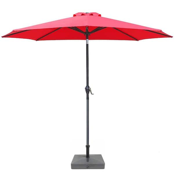 Unbranded 7.5 ft. Aluminium Market Patio Umbrella with Push Button Tilt and Crank, with 8 Sturdy Ribs, in Brick Red for Garden