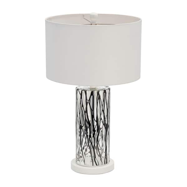 Liv & Skye 25 in. Black/White Glass Streaked Table Lamp