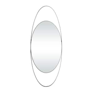 42 in. x 16 in. Oval Round Framed Black Wall Mirror