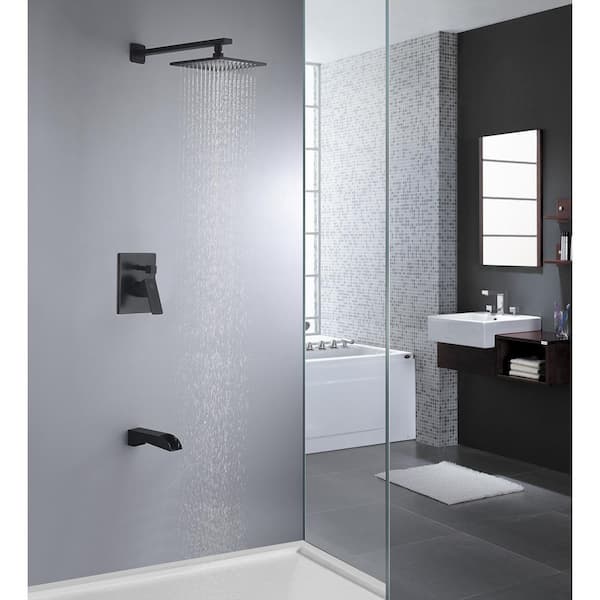 Mezzo Series Single-Handle 1-Spray Tub and Shower Faucet in Matte Black