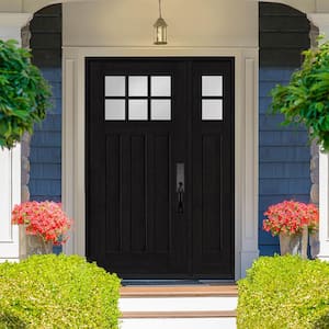 Regency 51 in. x 80 in. 6-Lite Top Lite Clear Glass LHIS Onyx Mahogany Fiberglass Prehung Front Door 12 in. Side Lite