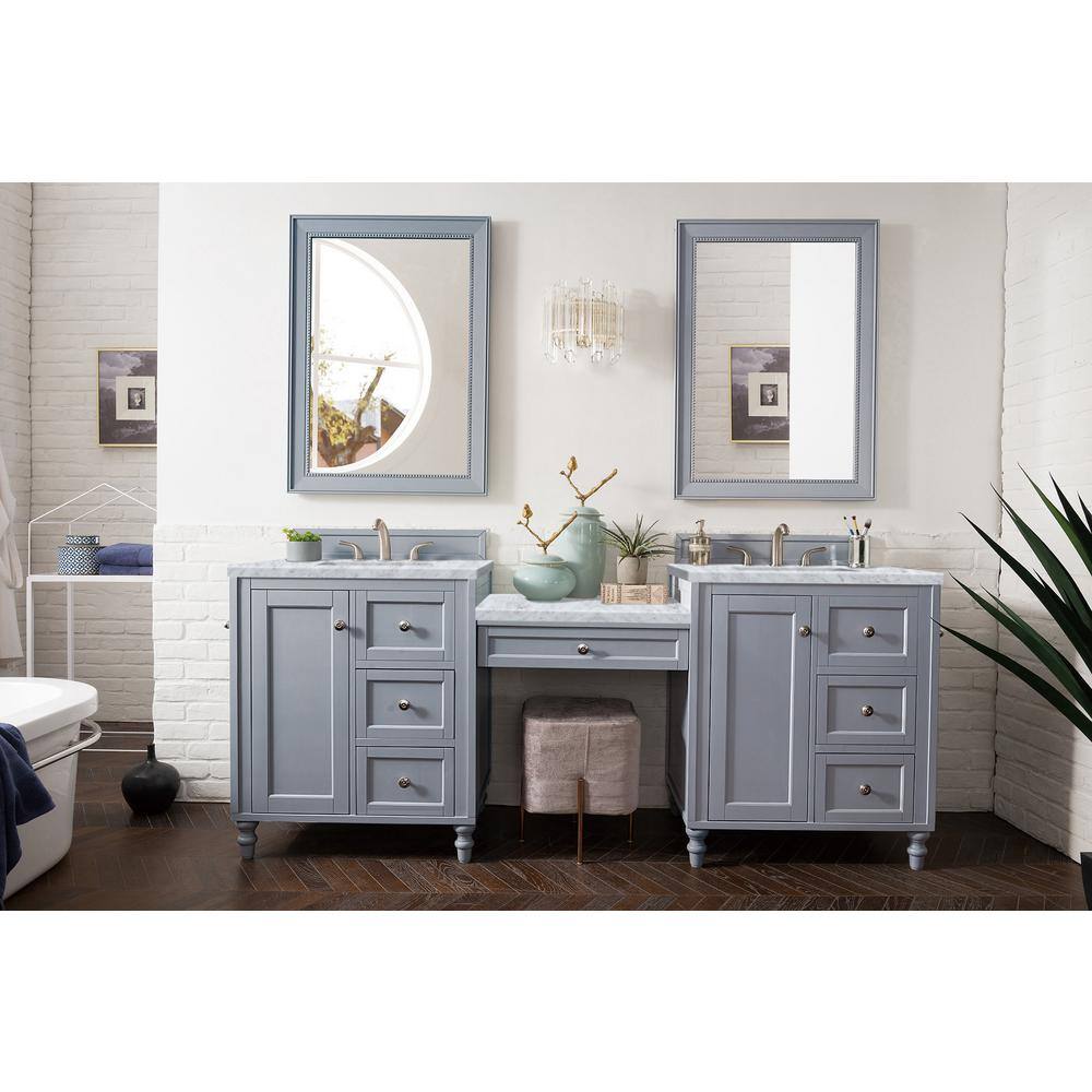 86 Copper Cove Encore Double Bathroom Vanity with Makeup Counter, Bright White