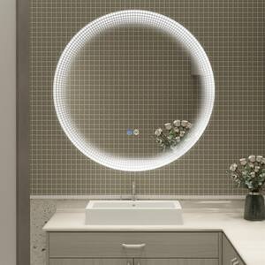 24 in. W x 24 in. H Small Round Frameless with Dimmable and Anti-Fog Wall Mounted Bathroom Vanity Mirror