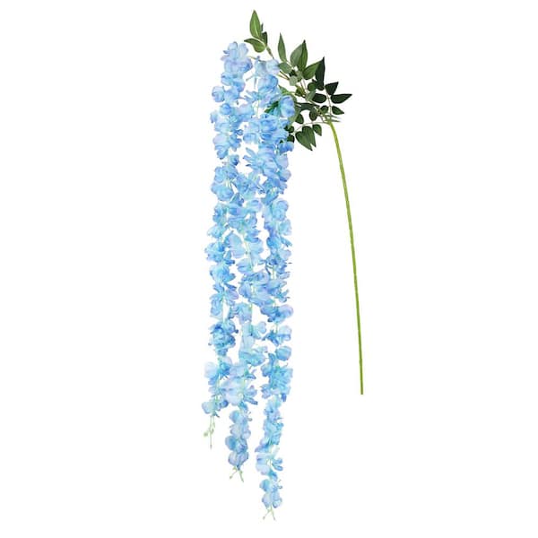 LIVING LUXURY 66 in. Blue Artificial Hanging Wisteria Flower Stem Spray (Set of 2)