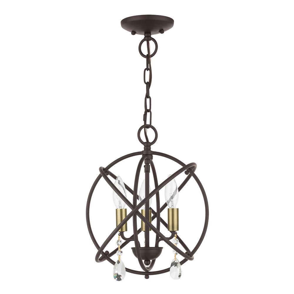Bronze Mini Plug-in Crystal Candle Chandelier