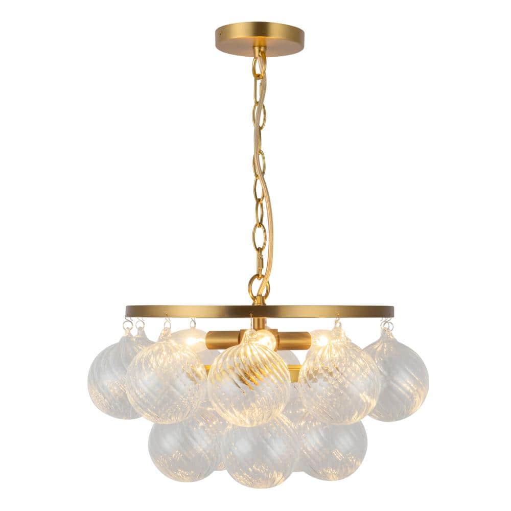 Faye 18-in Brushed Gold Chandelier with Clear Ribbed Glass price history on PriceWatchPro