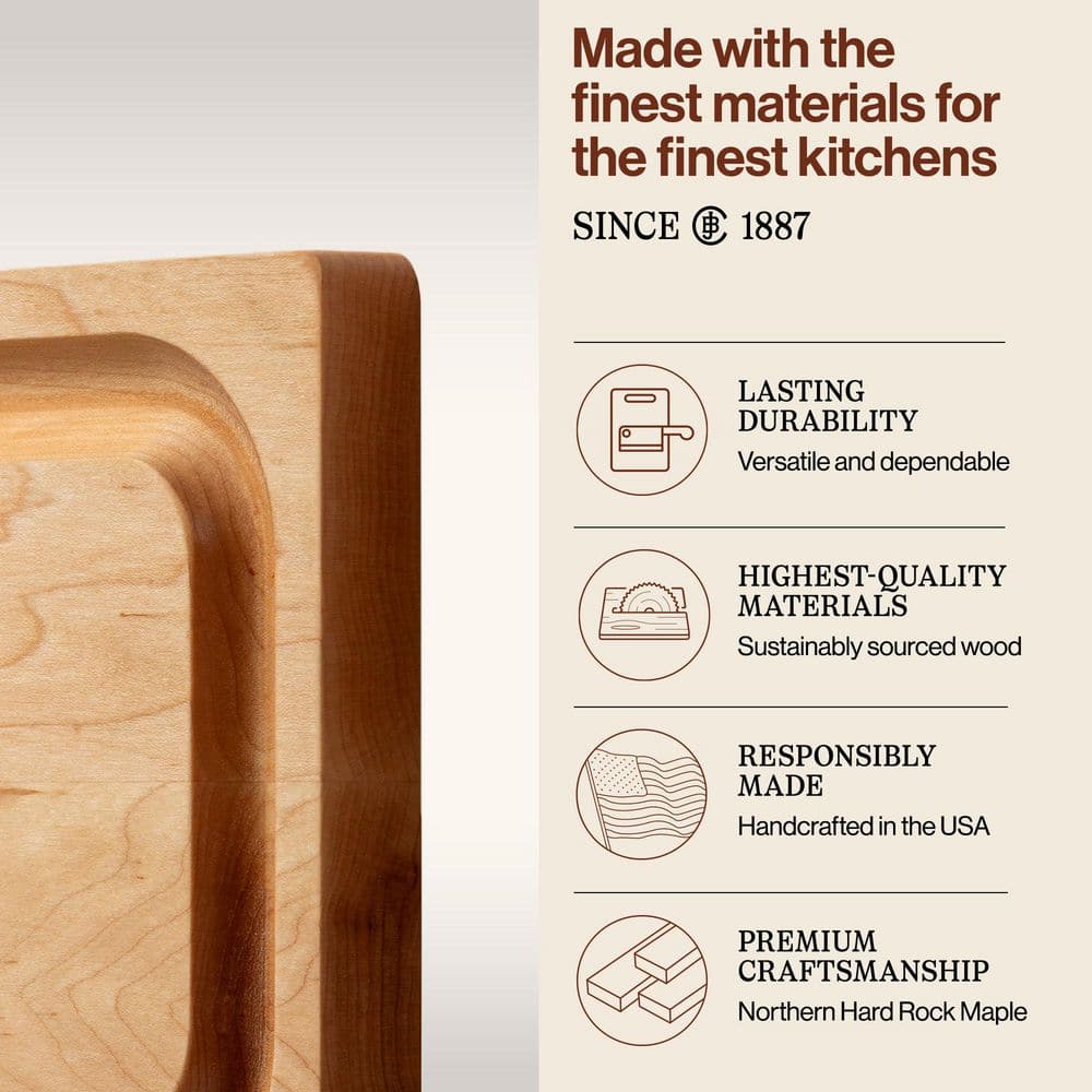 Maple Wood Reversible Cutting Board with Juice Groove