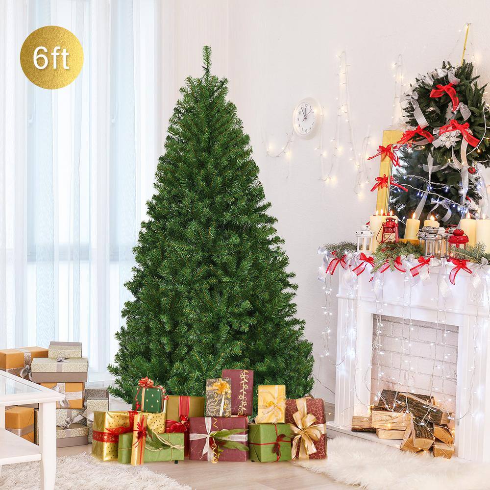6 FT Pre-Lit Multicolor LED Artificial Christmas Tree with Metal Stand