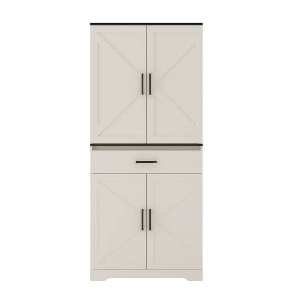 Tileon Modern Wooden Cabinet with Sturdy Frame for Living Room, Entryway, Kitchen with LEDs in Light Yellow