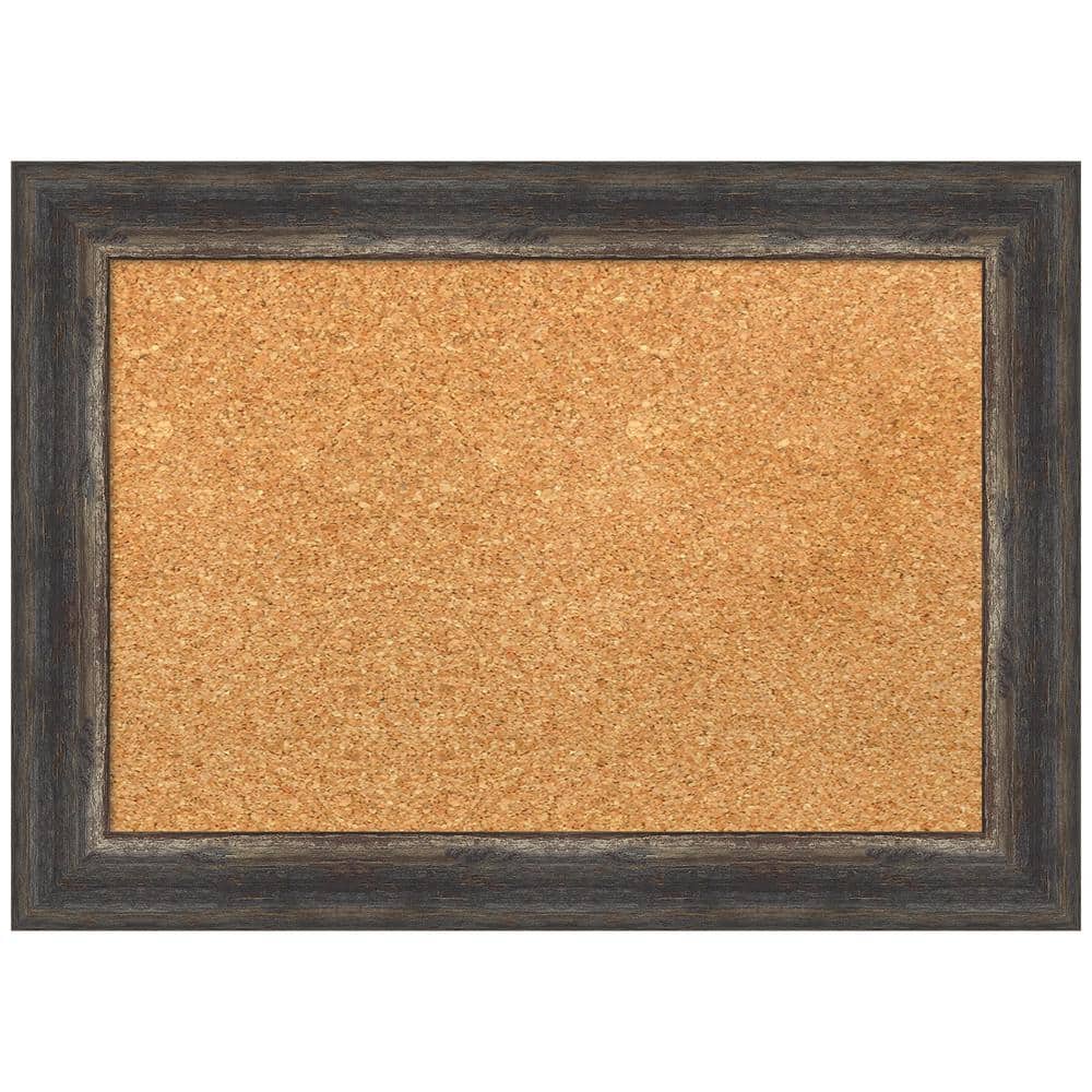 Natural Cork Board with Rustic Charred Wood Frame, 18x12
