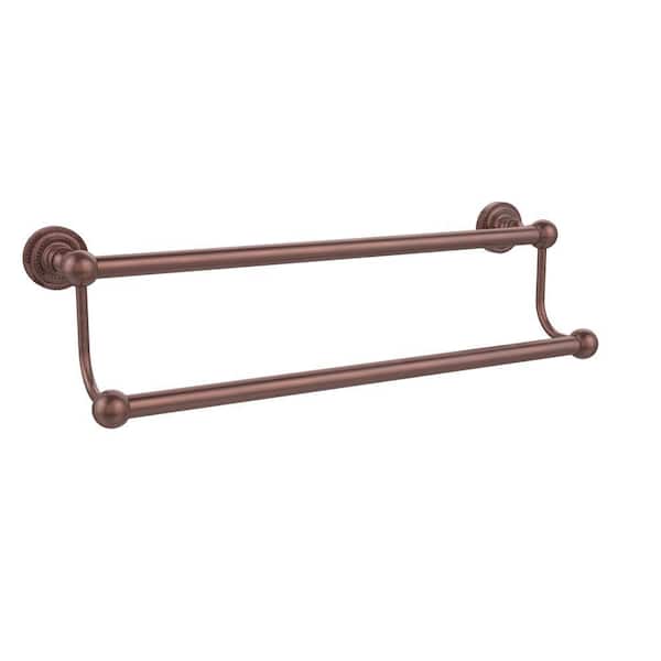 Allied Brass Dottingham Collection 30 in. Double Towel Bar in Antique Copper