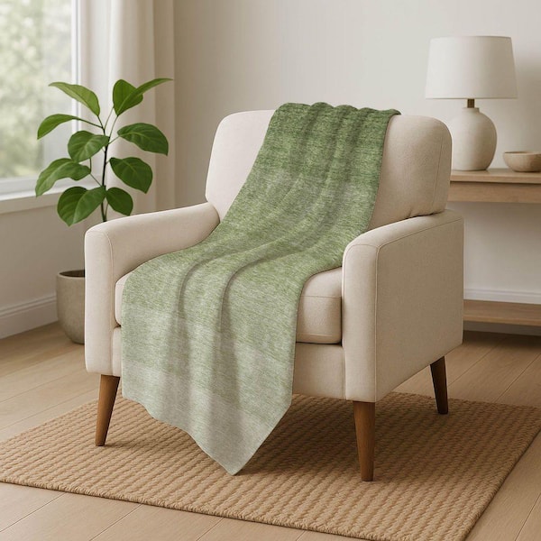 Premium Machine Washable ASB928 Green 50 in. x 70 in. Sherpa Throw Blanket