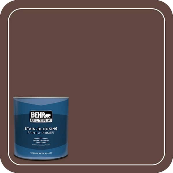 BEHR ULTRA 1 qt. #180F-7 Warm Brownie Extra Durable Satin Enamel Interior Paint & Primer