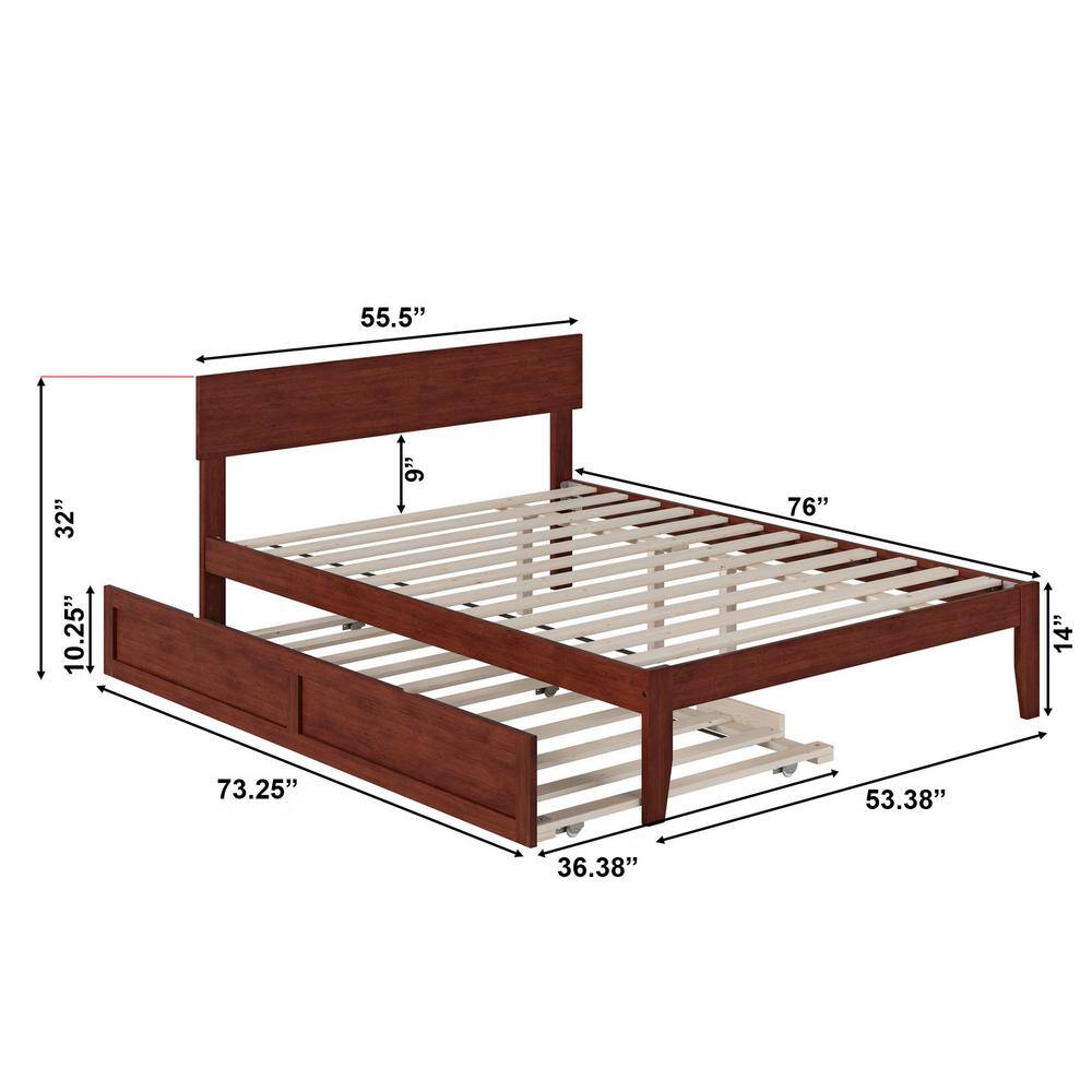 Walnut Full Platform Bed with Trundle and Drawers
