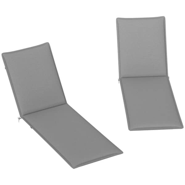 Outsunny Outdoor Lounge Chair Cushion Set of 2,26.4 in., Deep Seating Outdoor High Back Dining Chair Cushion, Gray