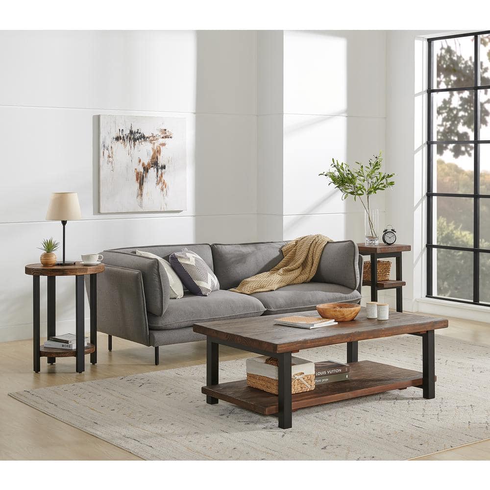 Pomona Rustic Natural 18.5" Reclaimed Wood and Metal End Table