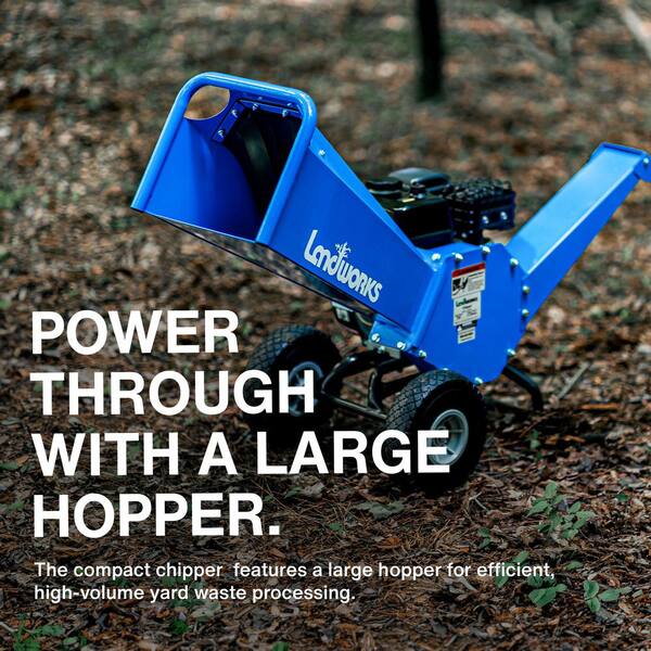 Landworks 3 Inch Max Capacity 7 HP Gas Powered Wood Chipper