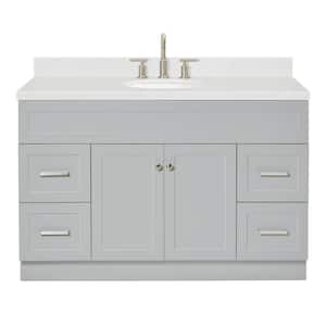 Hamlet 54.25 in. W x 22 in. D x 36 in. H Single Sink Freestanding Bath Vanity in Grey with Carrara White Quartz Top