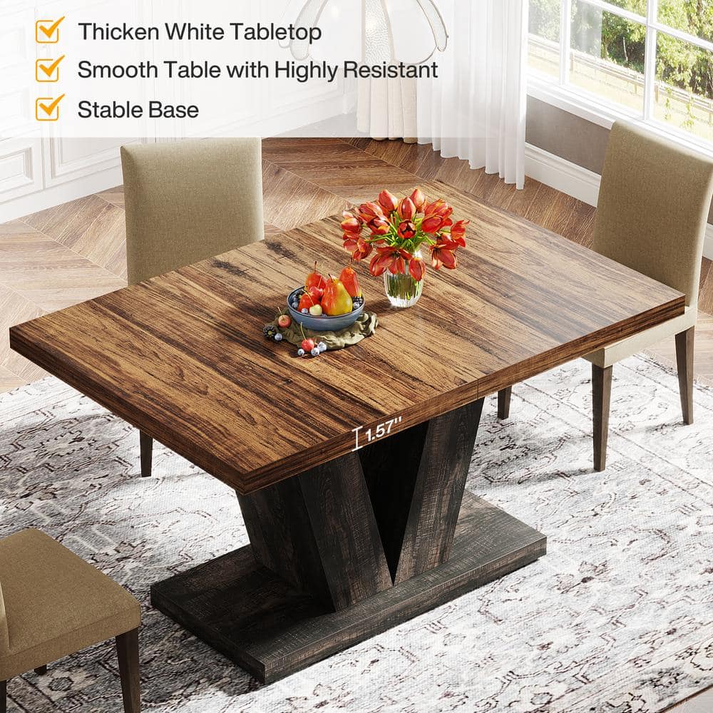 Rustic Black and Brown Reclaimed Wood Dining Table, 47-Inch