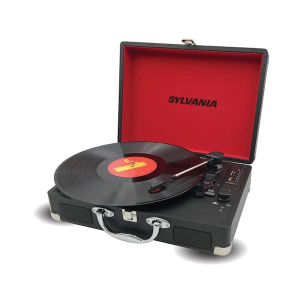 Sylvania Portable Bluetooth Suitcase Turntable in Black STT104BT