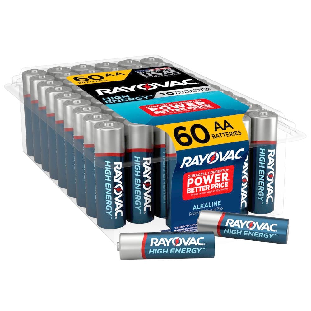 Telemacos Skubbe Eller senere Rayovac High Energy AA Batteries (60-Pack), Double A Alkaline Batteries  815-60PPJ - The Home Depot