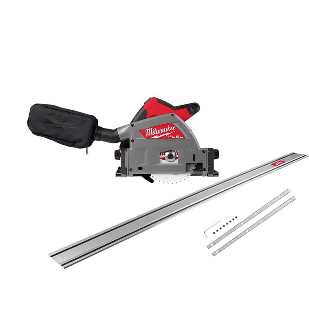 Milwaukee M18 FUEL 18V Li-Ion Cordless Brushless 6-1/2 in. Plunge Cut Track Saw w/106 in. Track Saw Guide Rail/Track Connector