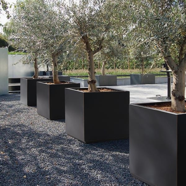 EDYO LIVING 24 in. Square Outdoor Metal Flower Planter Box