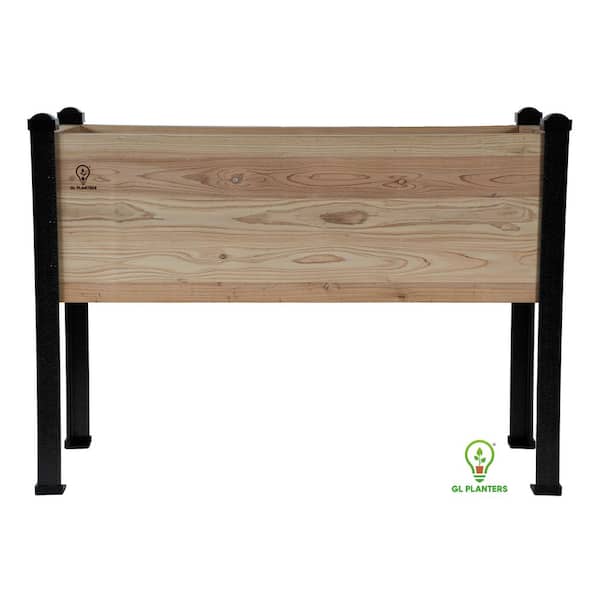 GL PLANTERS Raised Natural Cedar Garden Planter Elevated Bed High Quality Graphene FRP Legs 44 in. x 18 in. x 30 in.