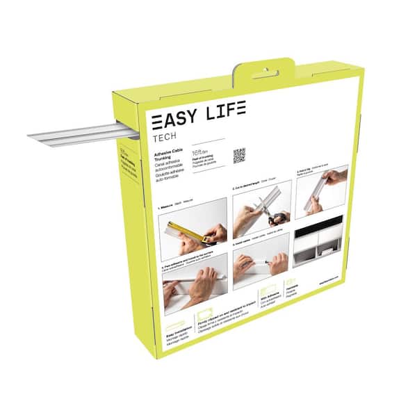 Easylife Tech 16 ft. Cable Raceway Kit for Concealing & Cord Organizing - Brown Wood Finish - 4 Strips of 0.78 x 0.39 x 48 in.