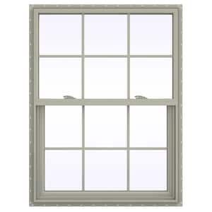 29.5 in. x 35.5 in. V-2500 Series Desert Sand Vinyl Single Hung Window with Colonial Grids/Grilles