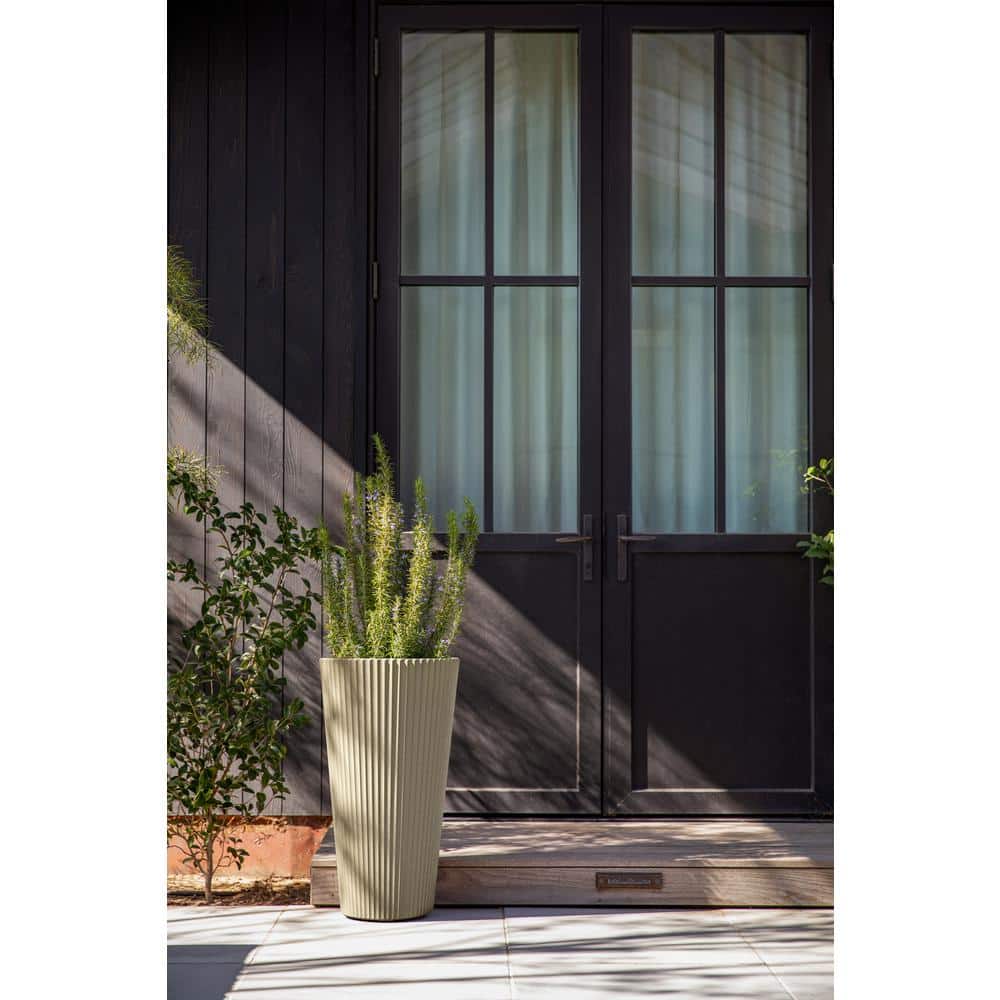 26" Sand Plastic-Stone Tall Planter for Indoor/Outdoor Use
