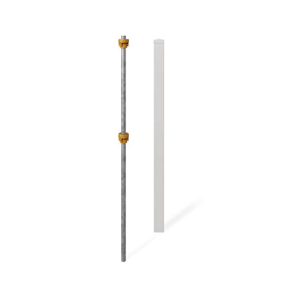 WamBam 6 ft. H Cambridge White Vinyl Finishing Line Post with No-Dig Pipe Anchor and Cap