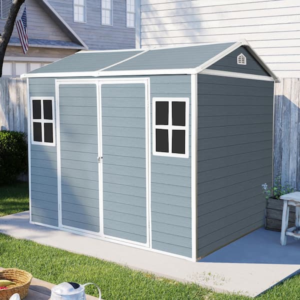 8 ft. x 6 ft. Resin Shed with Double Door and Windows (48 sq. ft.)