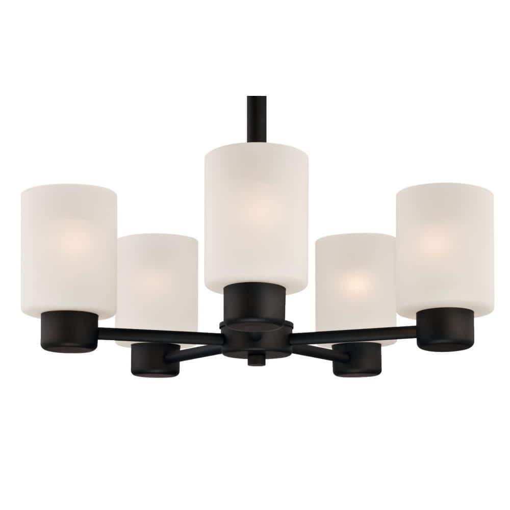 Sylvestre 20.75" Oil Rubbed Bronze Chandelier with Frosted Glass Shades
