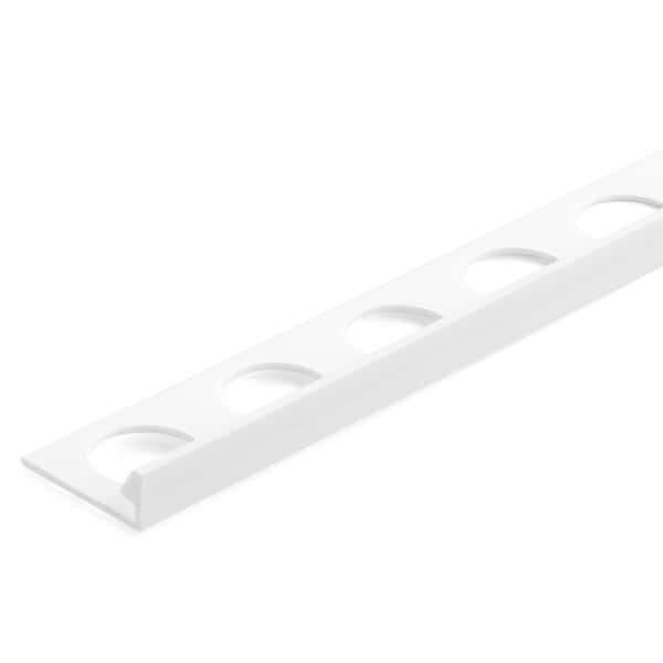 White 5/16 in. x 98 1/2 in. PVC L-Shaped Tile Edging Trim