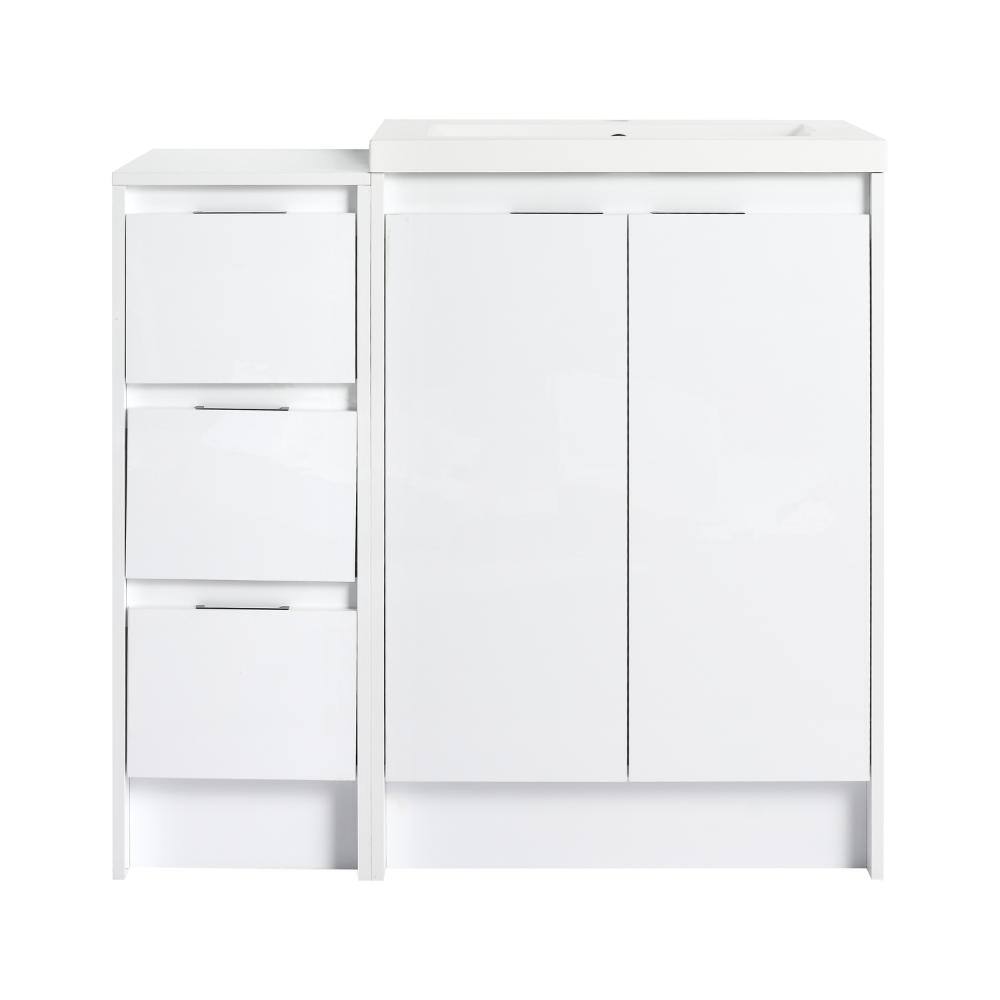 36 in. Freestanding Glossy White Bath Vanity with White Cultured Marble Top and 1-Storage Cabinet Unassembled price history on PriceWatchPro
