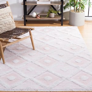 Augustine Pink/Ivory 9 ft. x 12 ft. Multi-Diamond Striped Area Rug