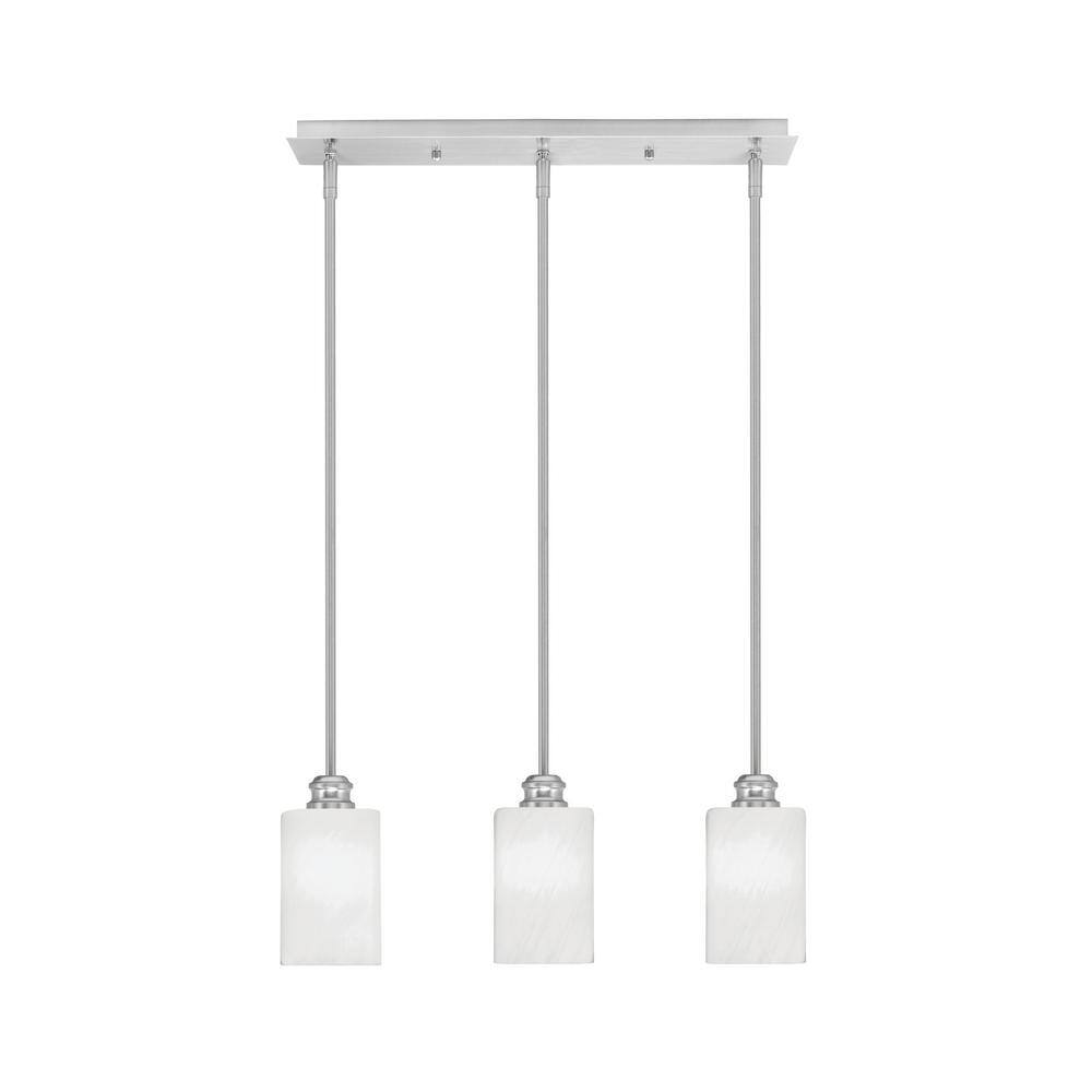 Albany 60-Watt 3-Light Brushed Nickel Linear Pendant Light with White ...