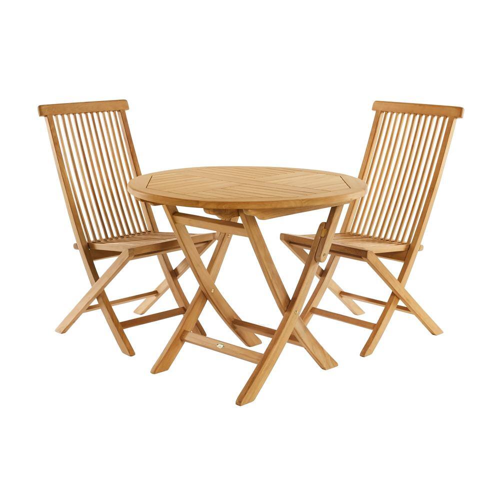 Honey Teak Wood Folding Dining Chair with Curved Backrest