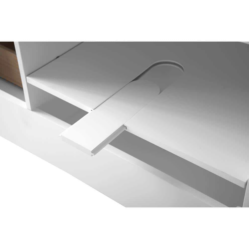 48'' White Solid Wood Freestanding Bathroom Vanity with Marble Top