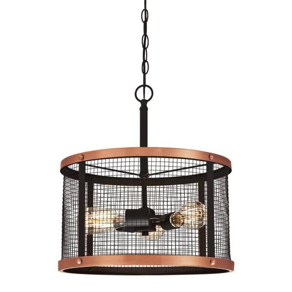 Westinghouse Emmett 3-Light Oil Rubbed Bronze Finish with Washed Copper Accents Pendant