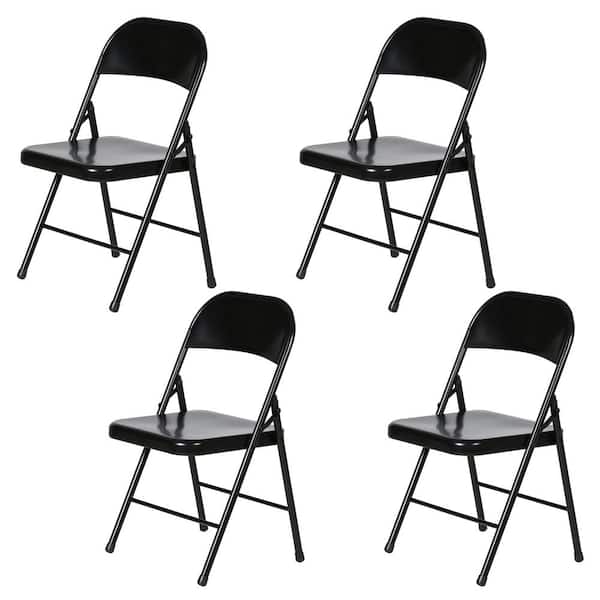 PDG Plastic Development Group Outdoor Black Metal Folding Party Chair (4 Pack)