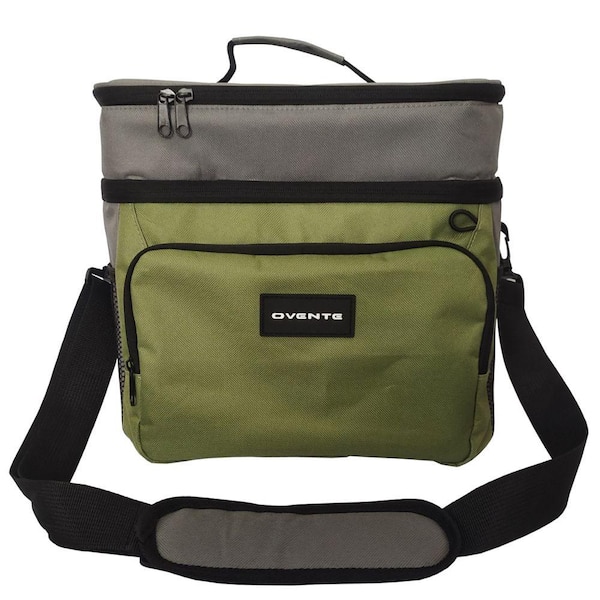 Green 3.96 Gal. Cooler Bag Insulated Beach Cooler Lunch Bag, Dual Compartments