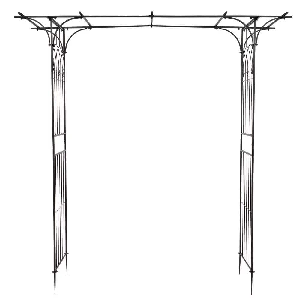 81.1 in. W x 16.1 in. D Black Decorative Wall Shelf, Garden Arch Arbor Trel