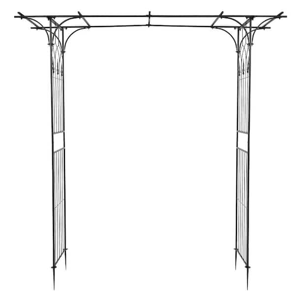 81.1 in. W x 16.1 in. D Black Decorative Wall Shelf, Garden Arch Arbor Trellis
