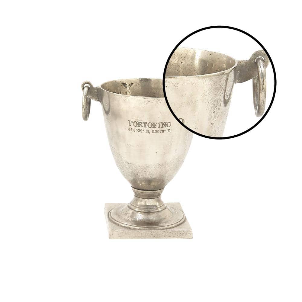 Vintage Silver Aluminum Champagne Ice Bucket with Handles